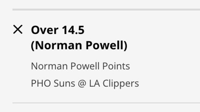 Odds for Clippers SF Norman Powell's Over for his points prop in Game 3 at DraftKings.