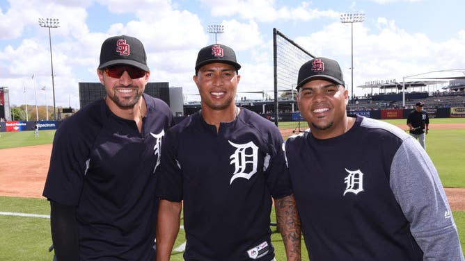 Brayan Peña (right) was on the Detroit Tigers' roster prior to retiring in 2018 and beginning his minor league managerial career, which eventually led him to the West Michigan Whitecaps.