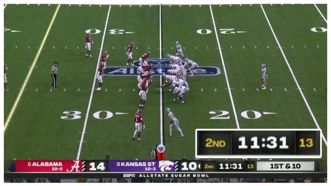 Kansas State has long drive with no points against Alabama.