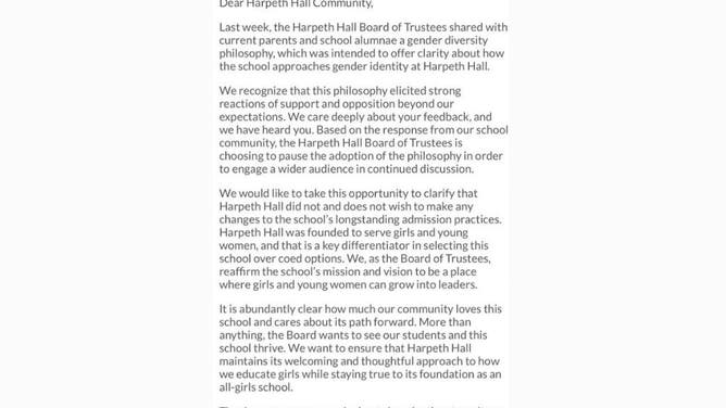 Exclusive all girl’s Harpeth Hall private school in Nashville has paused its new policy that would have allowed boys who identify as girls to apply