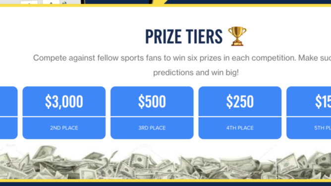 The prize structure for the weekly FOX Super 6 NFL contest courtesy of FOXSports.com.