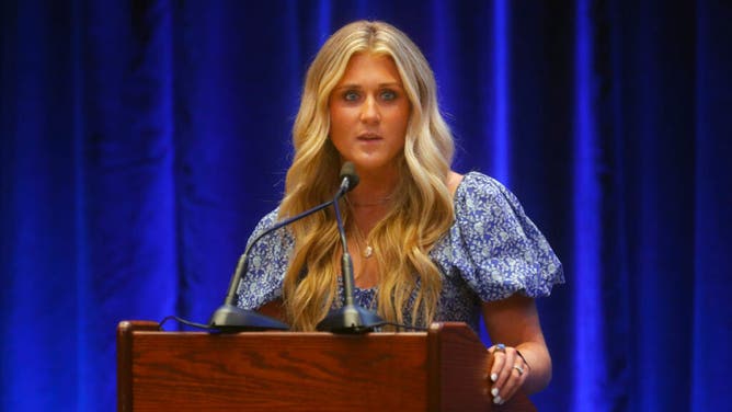 University of Kentucky Championship Swimmer and Leading Advocate for Women in Athletics Riley Gaines spoke at the 107th Annual Lincoln Day Dinner at the Kentucky State Fair