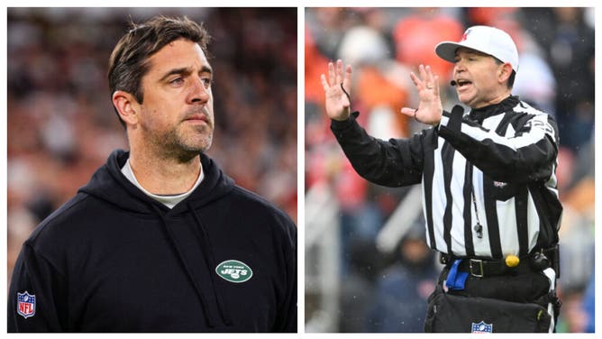 New York Jets QB Aaron Rodgers goes off on the NFL for not picking the best referees to officiate the playoffs.