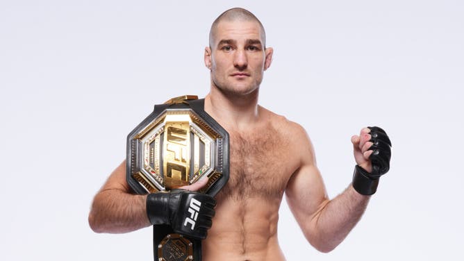 Sean Strickland poses for a portrait during a UFC photo session.