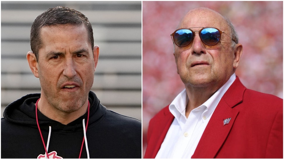 Wisconsin legend Barry Alvarez is a fan of new Badgers football coach Luke Fickell. The two don't spend much time together. (Credit: Getty Images and Milwaukee Journal Sentinel-USA TODAY Sports Network)