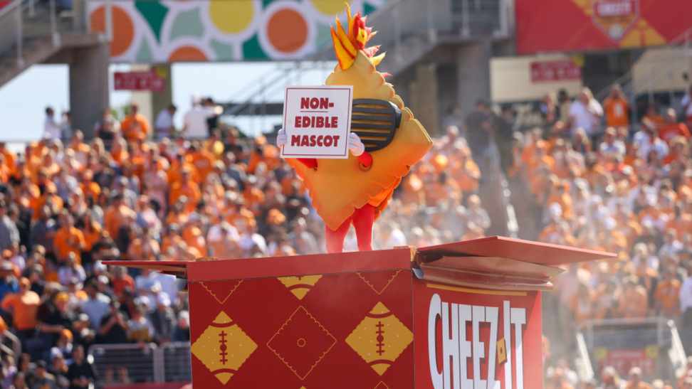 Cheez-It Bowl Mascot Throws Shade At Pop-Tart With 'Non-Edible' Sign