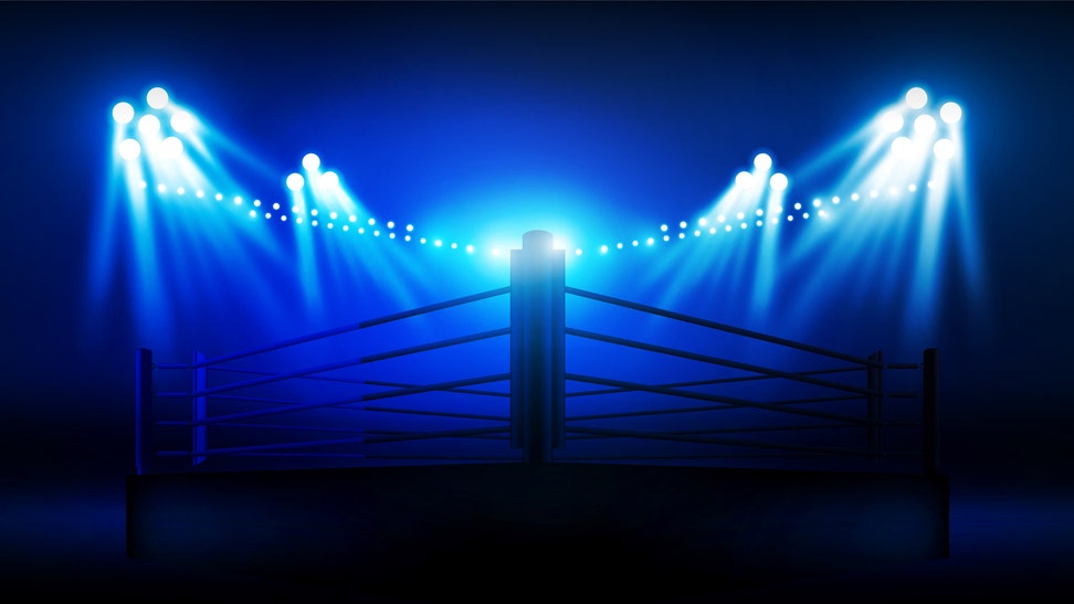b4604630-Boxing ring arena and spotlight floodlights vector design.
