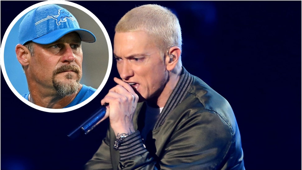 Eminem is fired up about the future of the Detroit Lions. He reacted to Ben Johnson staying as the team's OC. (Credit: Getty Images)