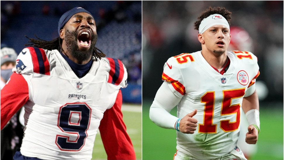Patriots linebacker Matthew Judon is facing criticism after he quote tweeted a fake photo of Patrick Mahomes kissing a ref. (Credit: Getty Images)