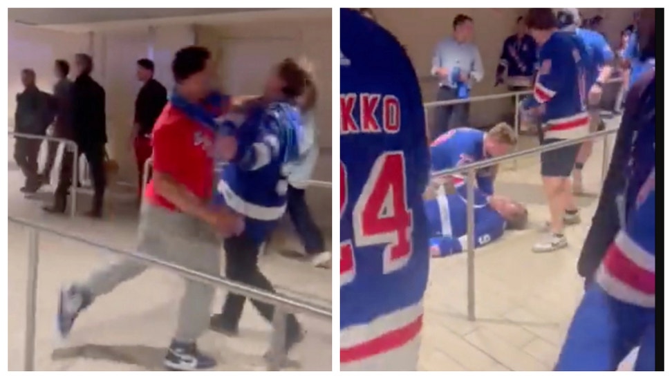 New York Rangers fan sucker punches Lightning fan