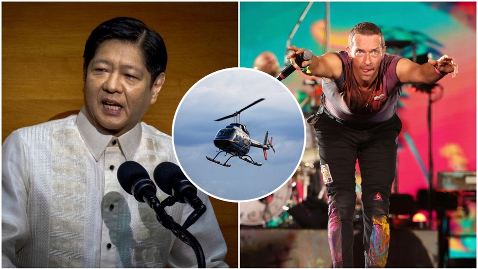 Ferdinand Marcos Jr., a helicopter, and Coldplay's Chris Martin