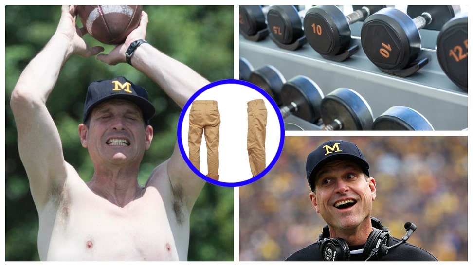 Jim Harbaugh Squats Shirtless And In Khakis, Confirming Weirdo Status