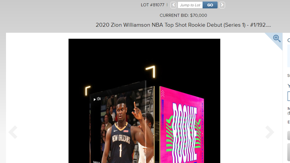 Zion Williamson NBA Top Shot
