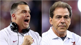 Nick Saban, Mario Cristobal. (Credit: Getty Images)