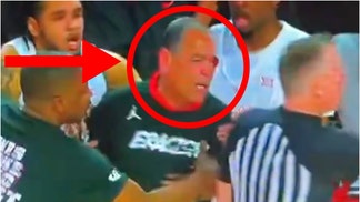 Kelvin Sampson ejected against Oklahoma State. (Credit: Screenshot/X Video https://twitter.com/TheFieldOf68/status/1755046841320649168)