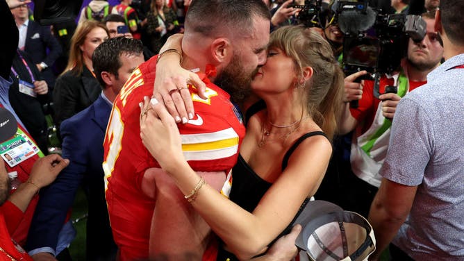 Taylor Swift reportedly bans Travis Kelce from visiting strip clubs. (Photo by Ezra Shaw/Getty Images)