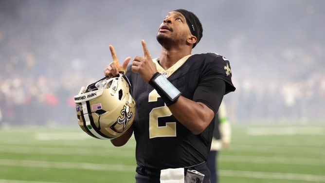 Saints QB Jameis Winston gives viral speech about New Orleans. (Credit: Stephen Lew-USA TODAY Sports)