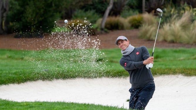 Adam Scott hits out of the bunker shot during the AT&T Pebble Beach Pro-Am. (Kyle Terada-USA TODAY Sports)