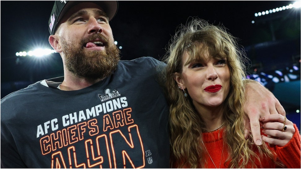 Taylor Swift donates money to Kansas City Chiefs Super Bowl parade shooting victim. (Photo by Patrick Smith/Getty Images)