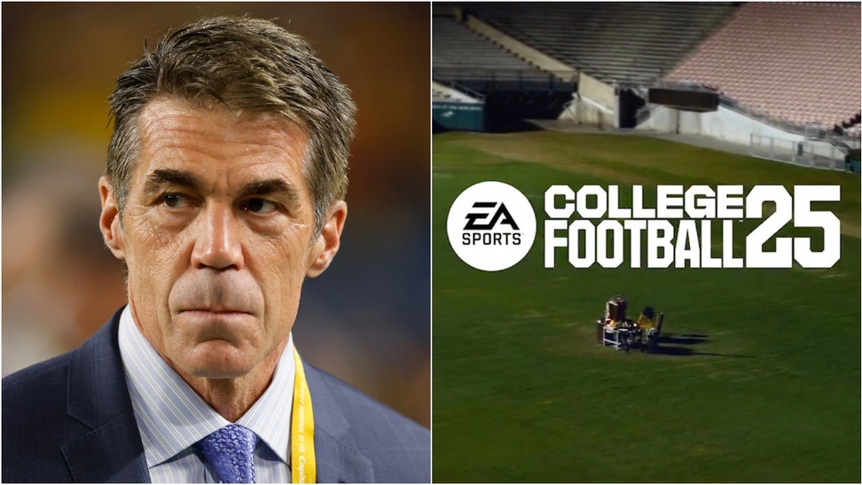 Chris Fowler shares new details about "College Football 25" from EA Sports. https://twitter.com/EASPORTSCollege/status/1758159742109671874 and Getty Images)