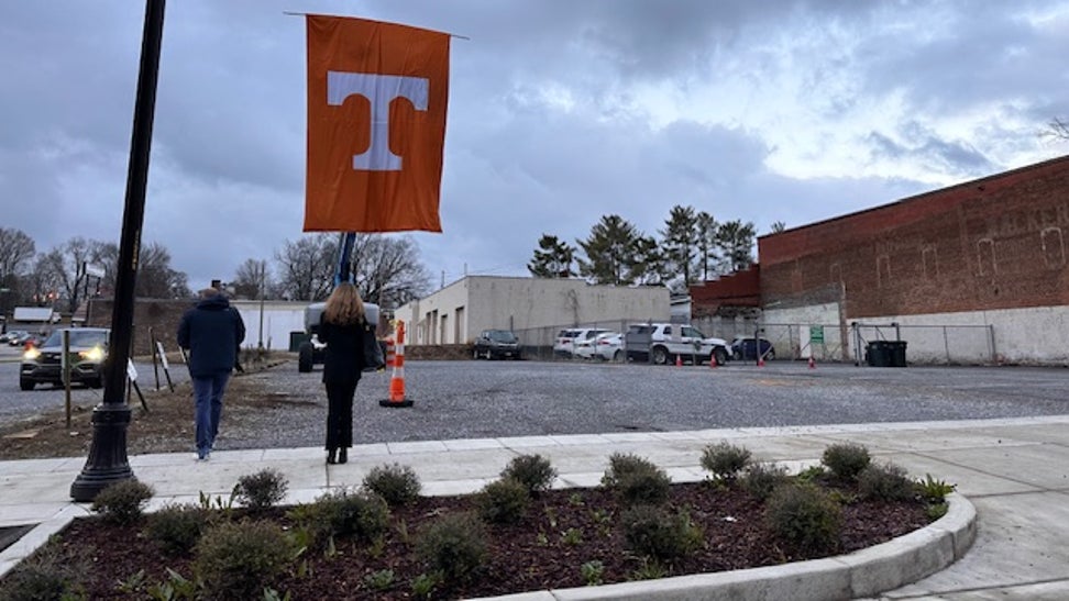 Tennessee Flag Is Hung Outside the Courthouse in East Tennessee before the NCAA hearing