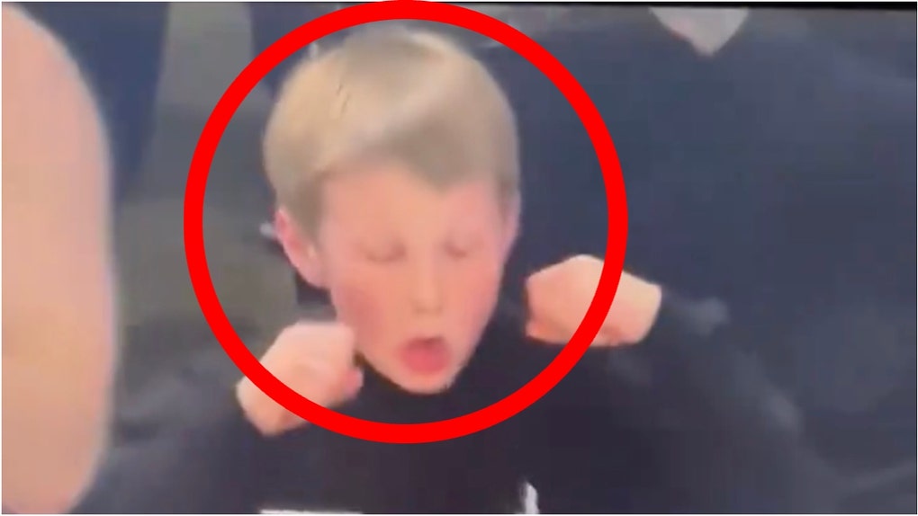 Pat Kelsey's son goes viral. (Credit: Screenshot/Twitter Video https://twitter.com/matteise/status/1767721989308084462)