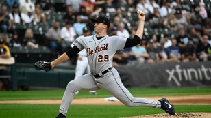 Detroit Tigers LHP Tarik Skubal delivers against the Chicago White Sox at Guaranteed Rate Field. (Matt Marton-USA TODAY Sports)