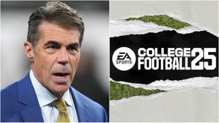 Chris Fowler released a another video teasing new "College Football 25" details. What did he say? When does the game come out? (Credit: USA Today Sports Network and Twitter Video Screenshot/https://twitter.com/EASPORTSCollege/status/1760681095732080833/)