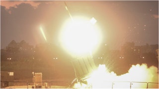 Incredible video shows the Iron Dome intercepting a rocket barrage from Lebanon. (Credit: Getty Images)