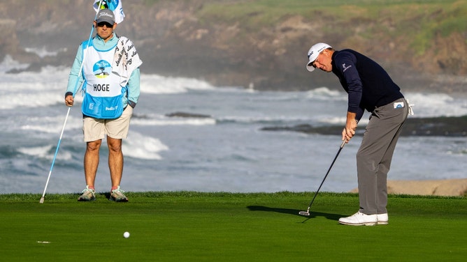 Tom Hoge putts during the second round of the 2024 AT&T Pebble Beach Pro-Am. (Kyle Terada-USA TODAY Sports)