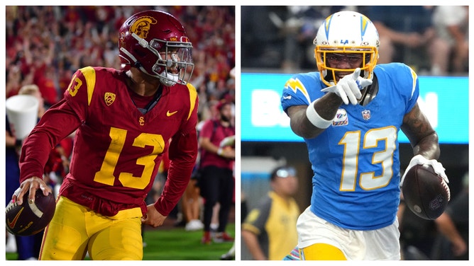 New Chicago Bears WR Keenan Allen showed up to the USC Pro Day and talked with NFL Draft prospect Caleb Williams.