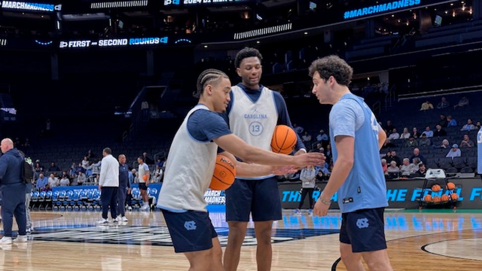 North Carolina Players Hit The Practice Court Preparing For Matchup With Wagner At NCAA Tournament 