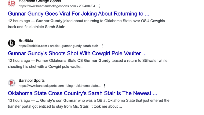 Fake Gunnar Gundy X account fools the internet. Many people and websites fell for it. (Credit: Google)