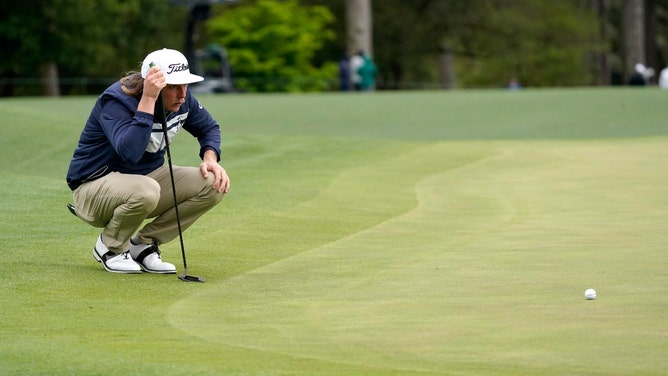 Cameron Smith lines up his putt the eighth hole during The Masters 2021 at Augusta National Golf Club. (Andrew Davis Tucker-Augusta Chronicle/USA TODAY Sports)