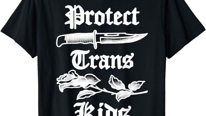 "Protect Trans Kids" shirt. 