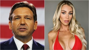 Blonde woman in viral Ron DeSantis photo identified as Calah Jackson. (Credit: Getty Images and Calah Jackson/https://www.instagram.com/p/CvLJ0fdx259/)