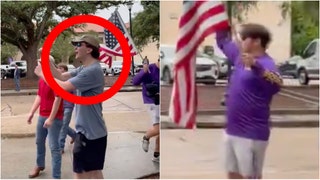 LSU students pushed back against a pro-Hamas/anti-Israel rally on campus. Watch videos from the situation. (Credit: Screenshot/X Video https://twitter.com/oldrowofficial/status/1786464525148987396 with permission)