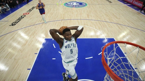Timberwolves SF Anthony Edwards dunks in Game 6 vs. the Denver Nuggets during the 2024 NBA Playoffs at Target Center in Minnesota. (Jordan Johnson/NBAE via Getty Images)
