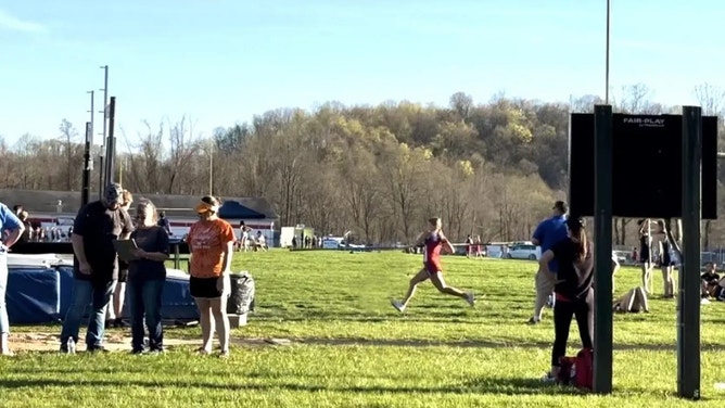 Adaleia Cross (middle) at the Harrison County Middle School Championships held at Liberty High School’s Mazzei Reaser Athletic Complex in Clarksburg, W.V., on April 12, 2023. (Photo courtesy of Alliance Defending Freedom)