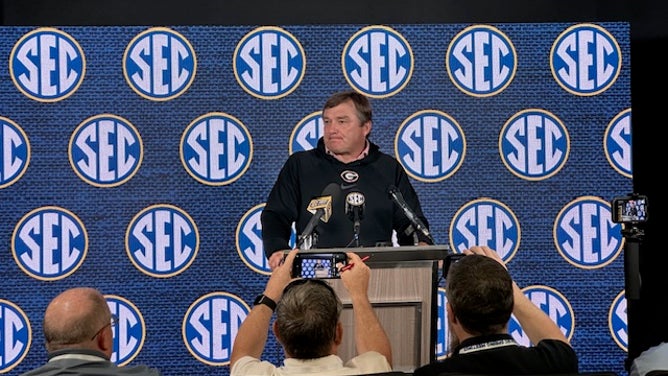 Georgia head coach Kirby Smart speaks at SEC Spring Meetings. He was asked about the Jaden Rashada lawsuit against Billy Napier