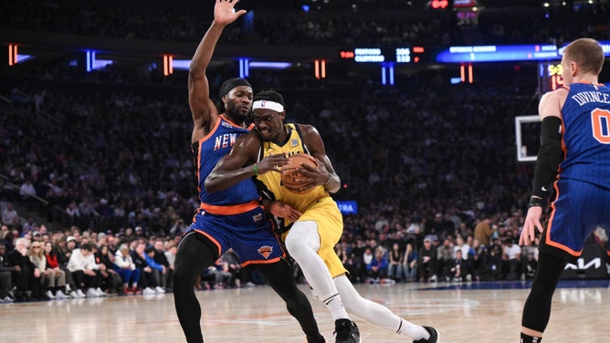 Indiana Pacers PF Pascal Siakam on New York Knicks PF Precious Achiuwa at Madison Square Garden. (John Jones-USA TODAY Sports)