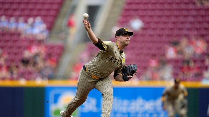 San Diego Padres RHP Michael King fires one in against the Cincinnati Reds at Great American Ball Park in Ohio. (Cara Owsley-USA TODAY Sports)