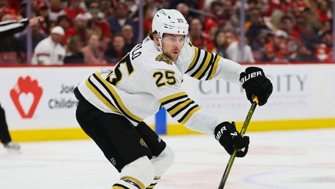 Boston Bruins defenseman Brandon Carlo welcomed a son early Monday morning and scored a goal against the Florida Panthers on Monday night.