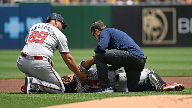 Atlanta Braves superstar Ronald Acuna Jr., the reigning NL MVP, left Sunday's game against the Pittsburgh Pirates with a non-contact injury.