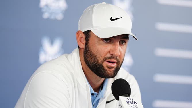 Scottie Scheffler addresses the media after the second round of the PGA Championship and discusses being arrested by the Louisville Police Department on Friday morning.