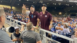 Two Texas A&M fans were tossed from the College World Series after taunting and yelling at Florida coaches. 
Via: Connor Happer