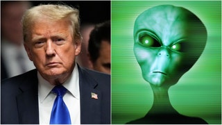 Donald Trump says he's not a huge believer in UFOs. Watch his comments during an interview with Logan Paul. (Credit: Getty Images)