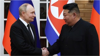 North Korean dictator and Russian leader Vladimir Putin are going viral for a hilarious driving video. Watch the video. (Credit: Getty Images)