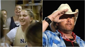A video of the Navy women's lacrosse team singing "Courtesy Of The Red, White And Blue" is going viral. Watch the awesome video. See the best reactions. (Credit: Getty Images and Navy Lacrosse video screenshot/https://x.com/Outkick/status/1804509524964892861)