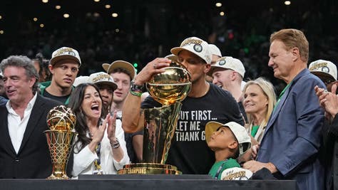 Joe Mazzulla Wears 'But First Let Me Thank God' Shirt After Celtics Win Title